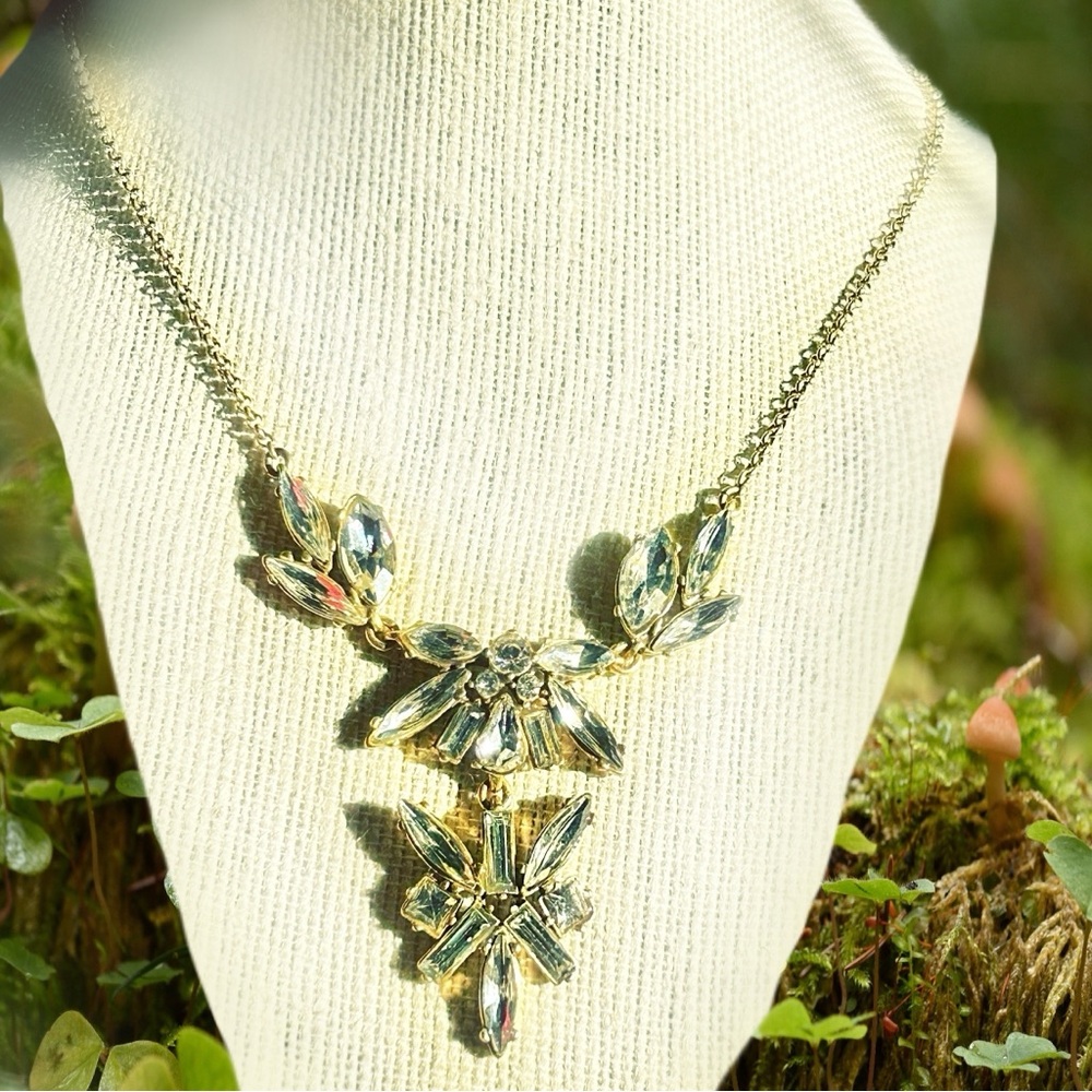 J. Crew Gold-Tone Chain and Clear Rhinestone Statement Necklace